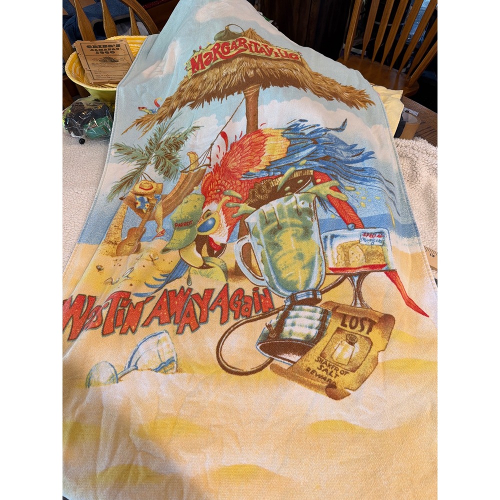 Jimmy Buffett Margaritaville Beach Towel Caribbean Soul Wastin Away Again Parrot
